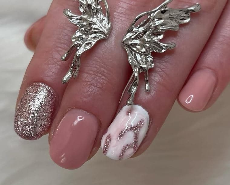 Remplissage marbré et paillettes